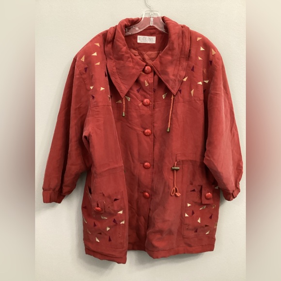 Vintage Jackets & Blazers - vintage Red silk jacket